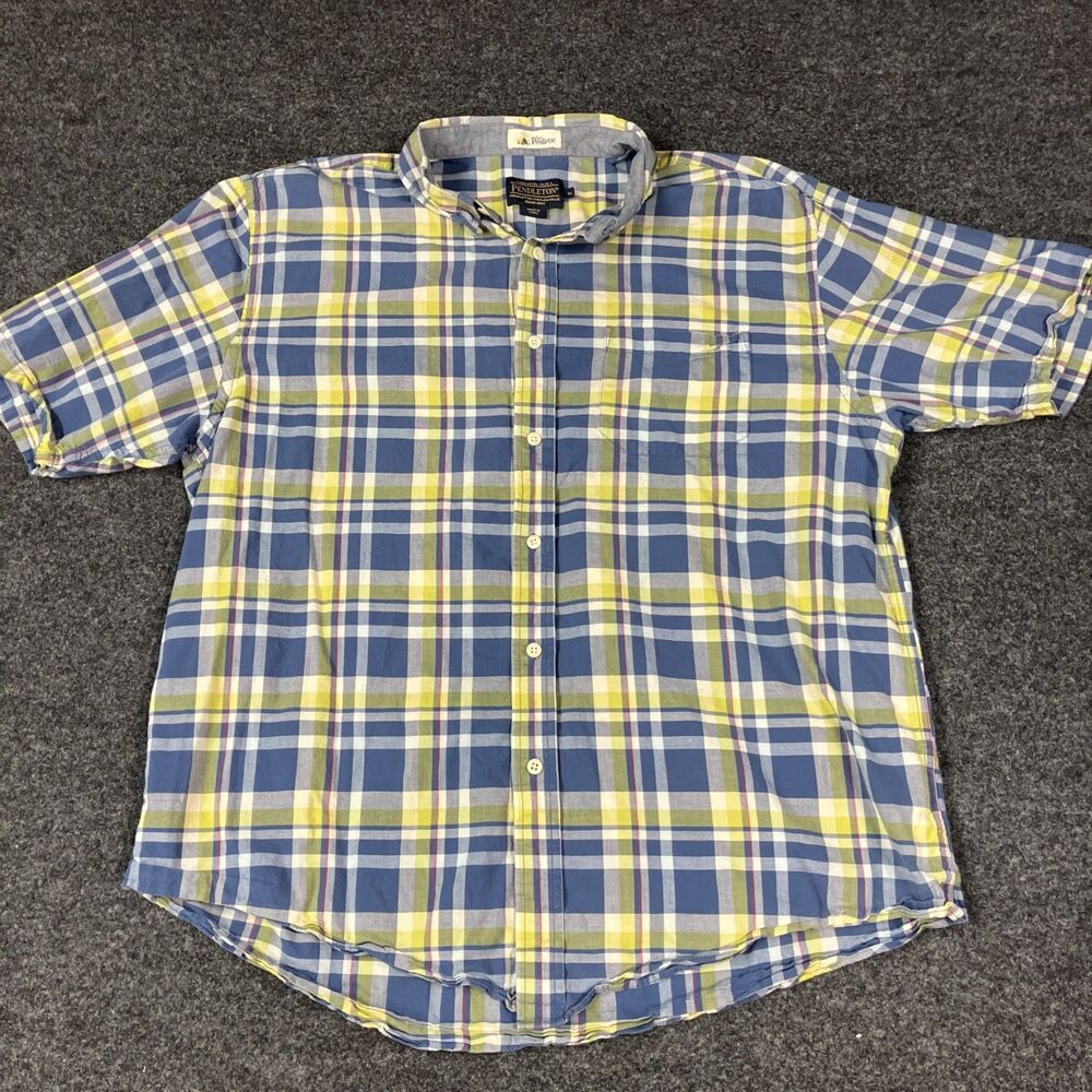 Surf Pendleton Shirt Mens XL Plaid Multicolor Short Sleeve Button Down Blue